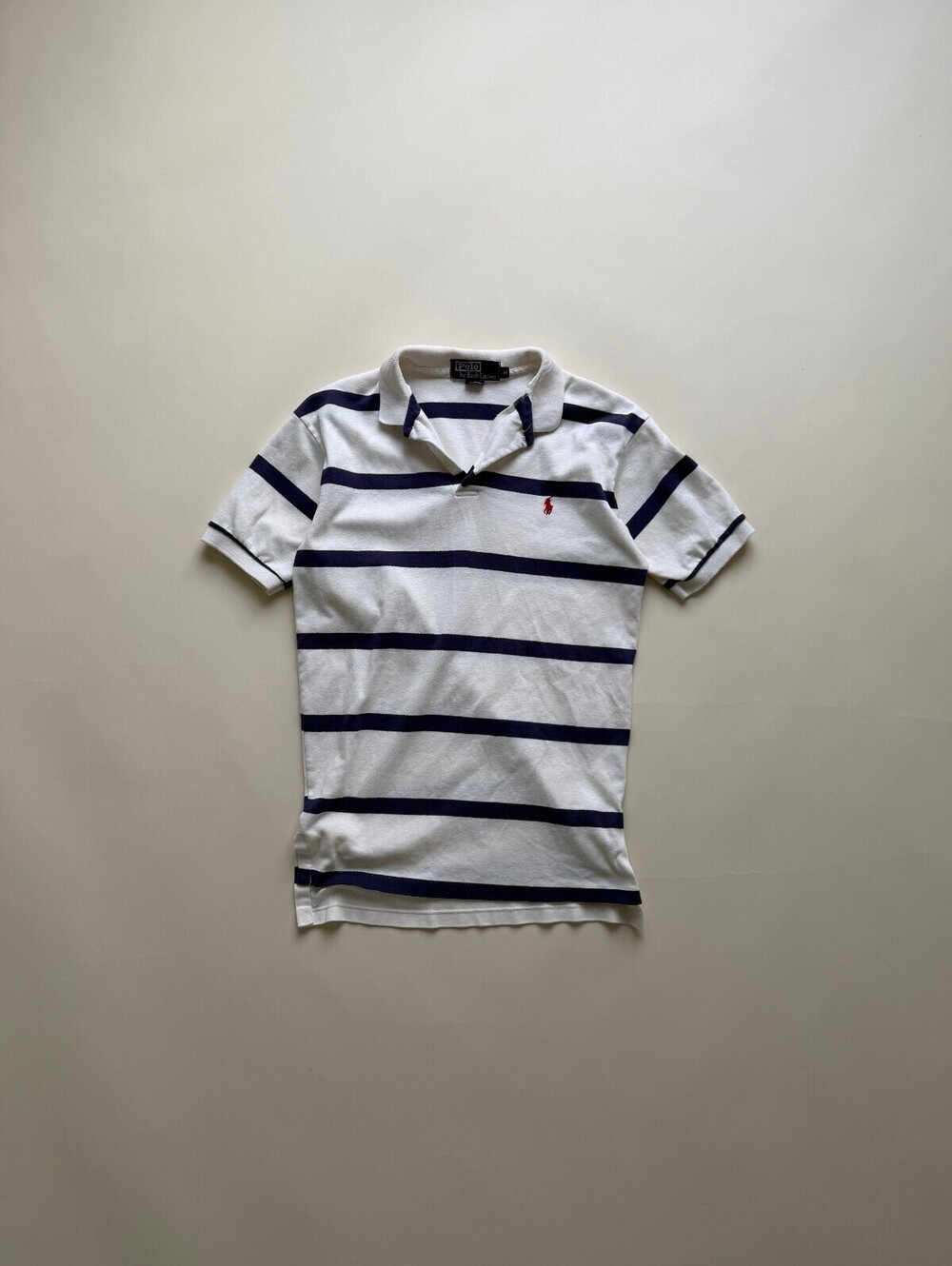 Vintage 90's Polo Ralph Lauren Navy White Striped Polo shirt (made in usa)